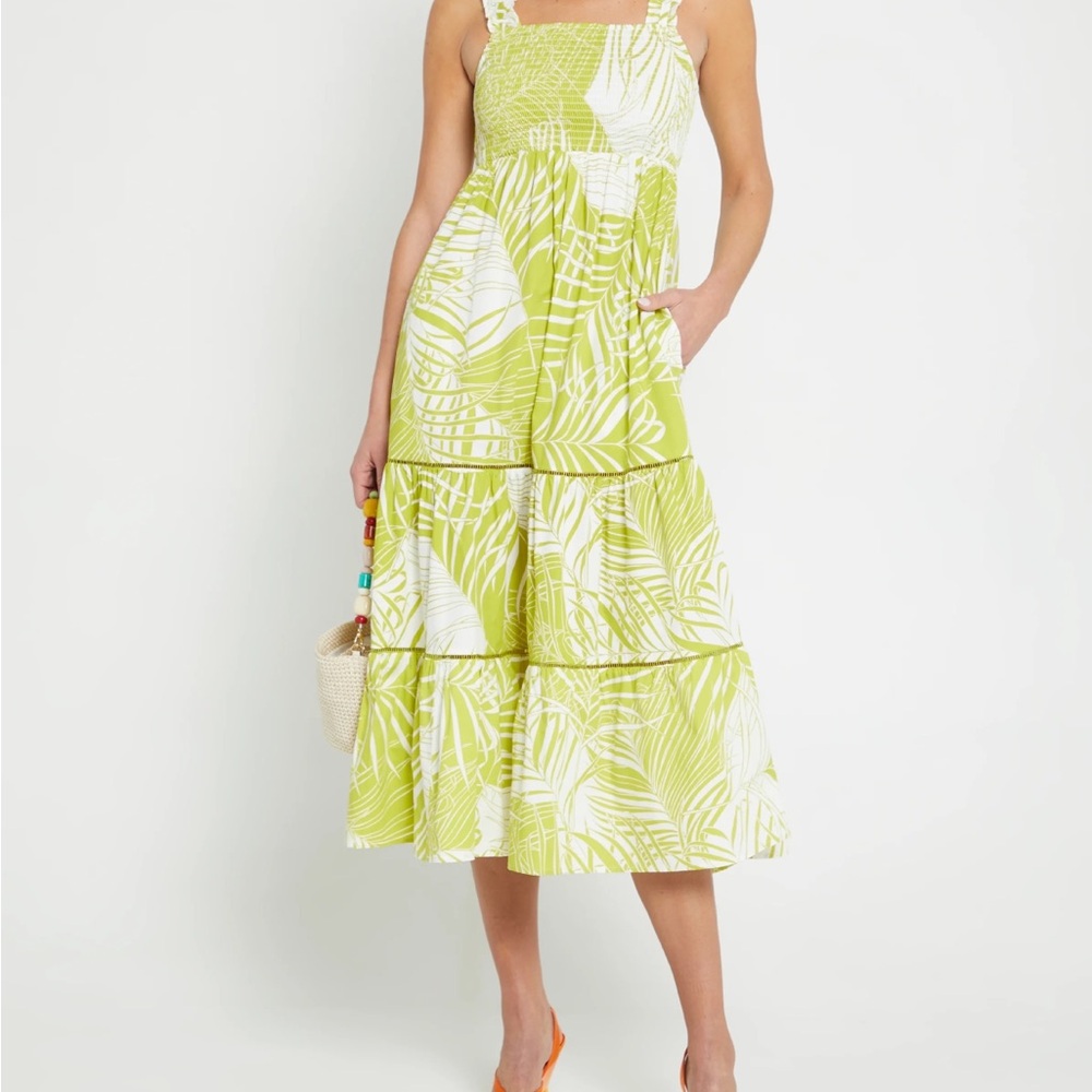 O.P.T. Collette - Tropical Green Sleeveless Midi Dress